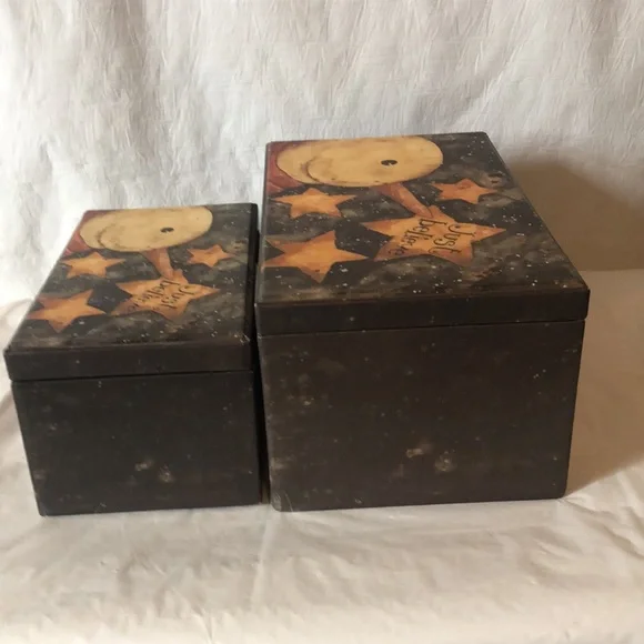 Winter nesting boxes “Just Believe” stars & snowman set of 2 if fine quality . - Picture 8 of 9